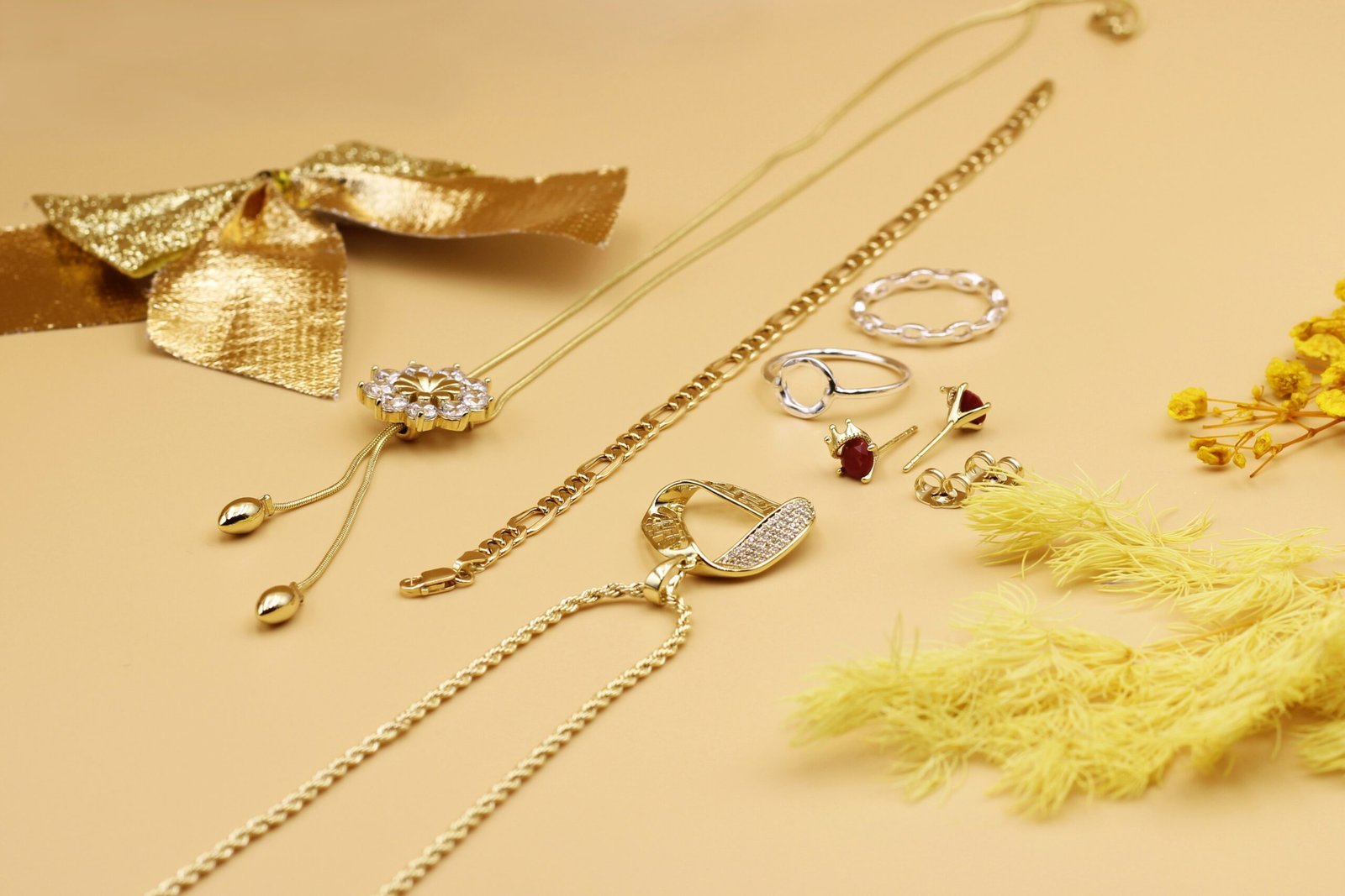 Traditional gold jewellery featuring intricate craftsmanship